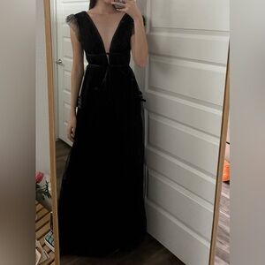 Lulus I'm All Yours Black Tulle Ruffled Maxi Dress - Size S